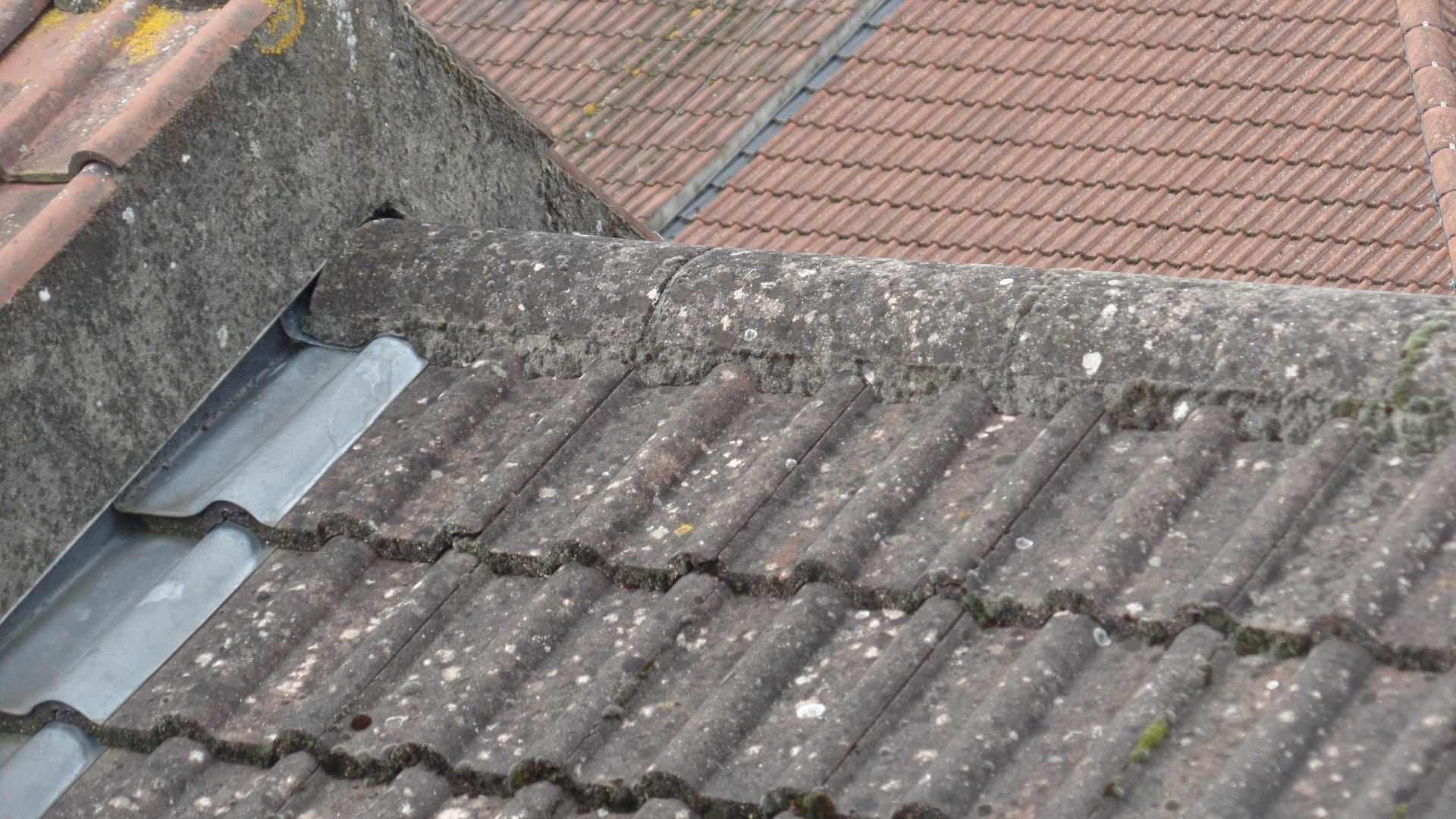 Concrete tile roof detail shot
